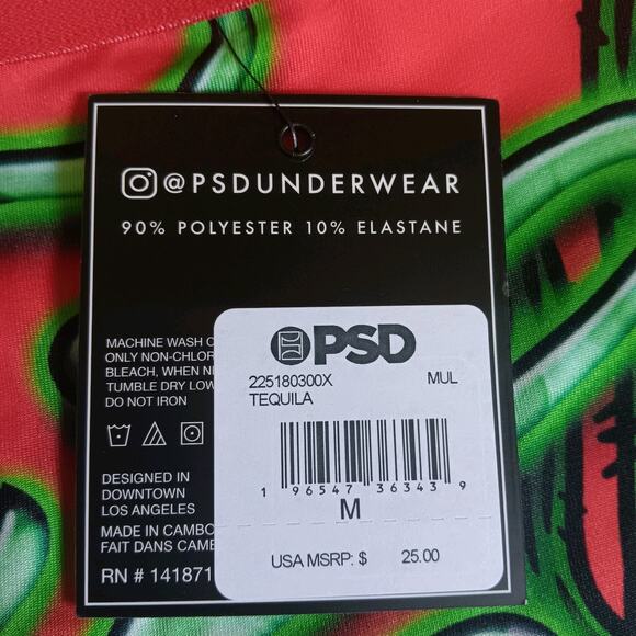 PSD Men’s Tequila Green/Red Stretch Boxer Briefs Size Medium NWT - Picture 3 of 4